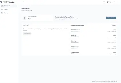 Agency dashboard screenshot