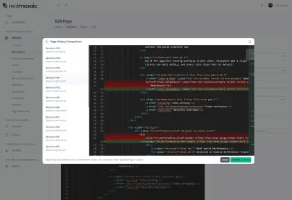 History with diff view overview screenshot