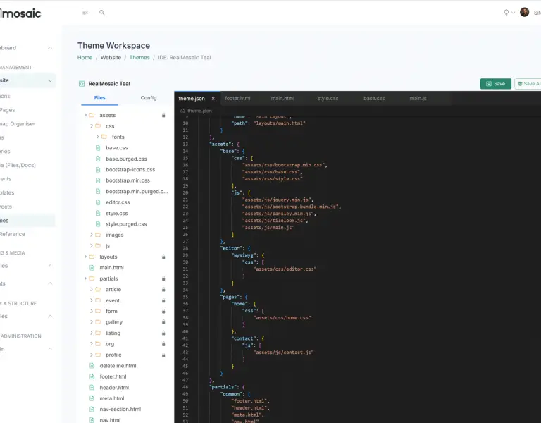 Theme workflow screenshot